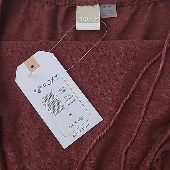 Roxy Quicksilver Red Tassel Tie Halter Romper Shorts Eyelet Women's Medium Boho - Picture 15 of 16